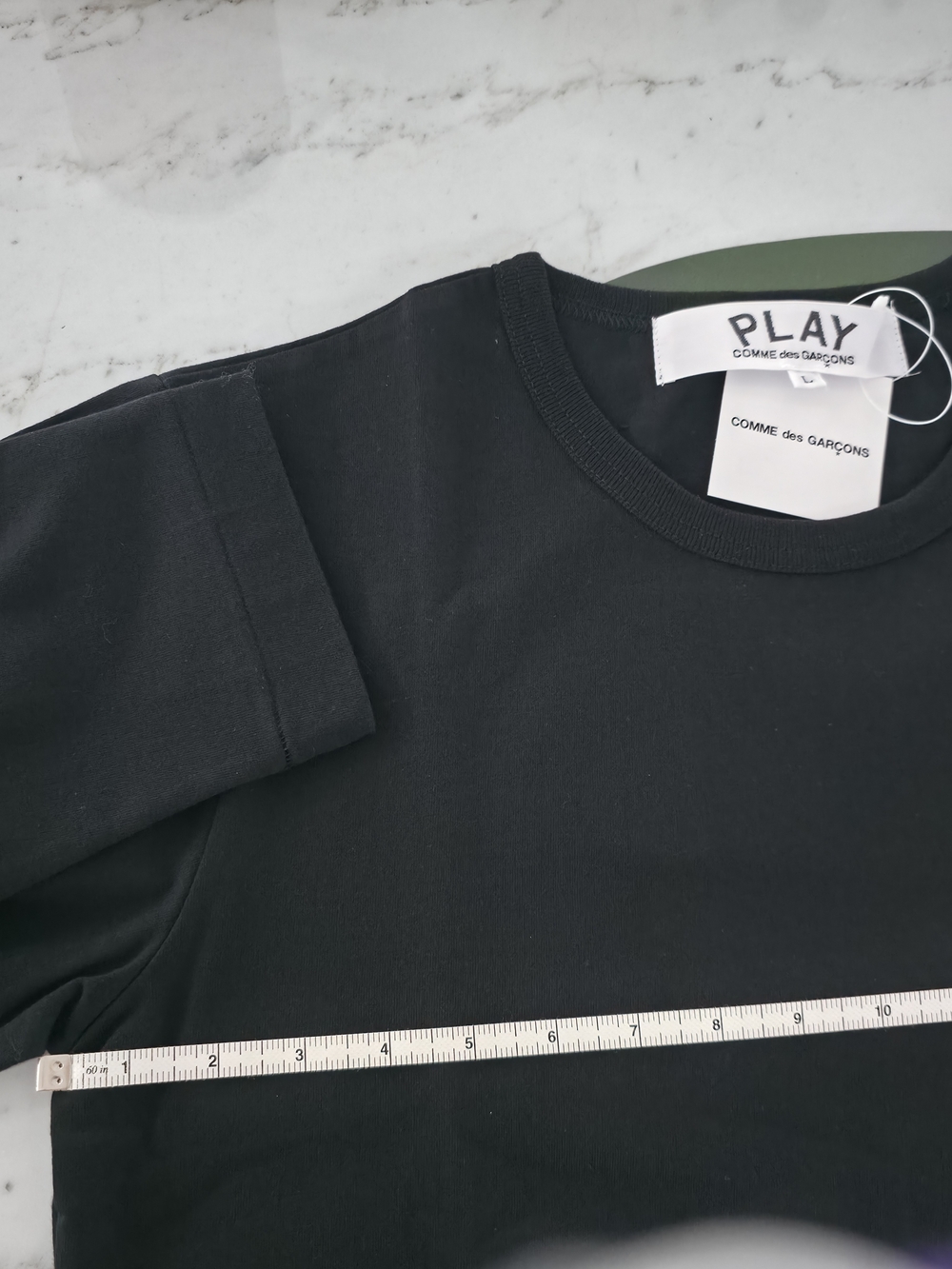 [NEW] Comme des Garçons Black Long-Sleeve Tee with Red Heart Patch - Picture 4 of 6